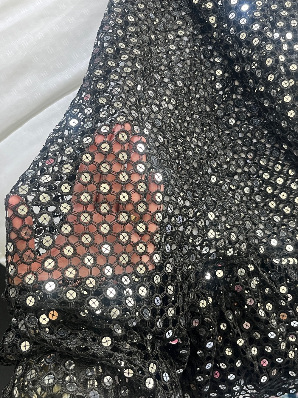 NWT Black Open Knit Mirror Sequin Midi Ruffle Skirt FESTIVAL SEASON 🪩 - Picture 9 of 9